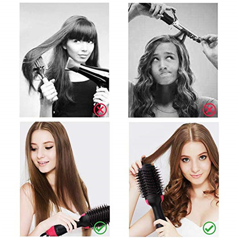 2 in 1 Multifunctional Hair Dryer & Volumizer Hair Brush Roller Rotate Comb Styling Straightening Curling Iron