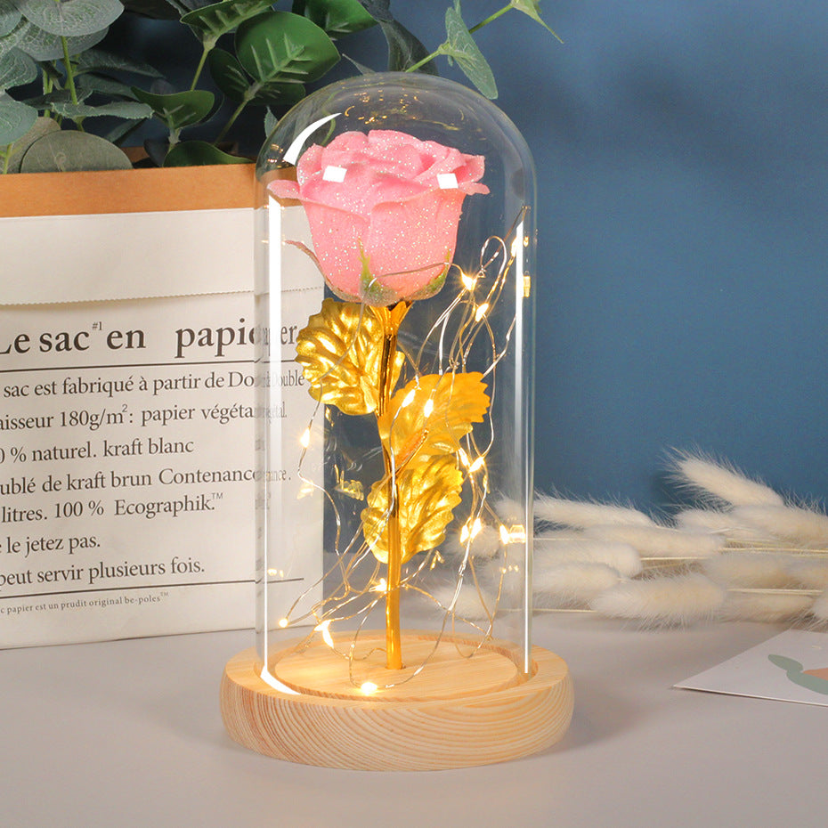 Enchanted Forever Rose Flower en luz LED de vidrio 