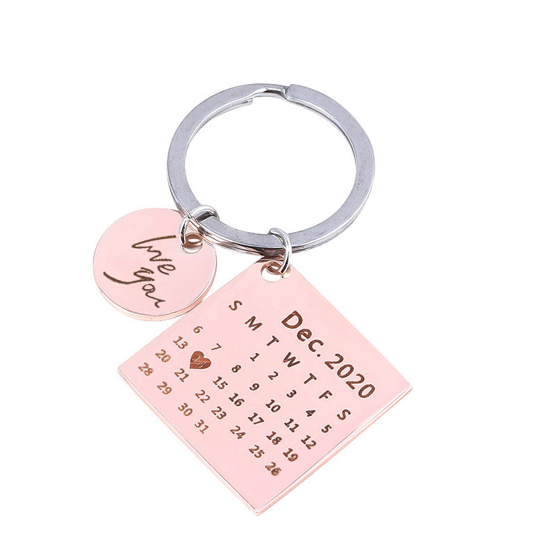 Stainless Steel Calendar Keychain Private Custom Engraving