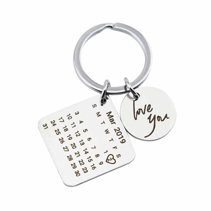 Stainless Steel Calendar Keychain Private Custom Engraving