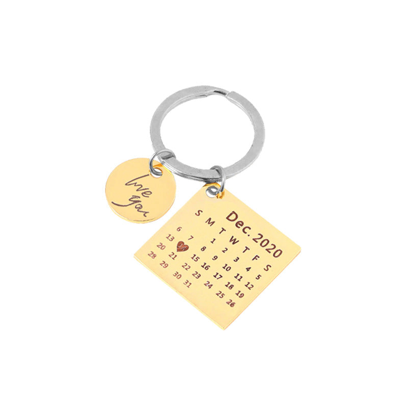 Stainless Steel Calendar Keychain Private Custom Engraving