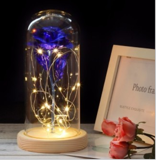 Enchanted Forever Rose Flower en luz LED de vidrio 