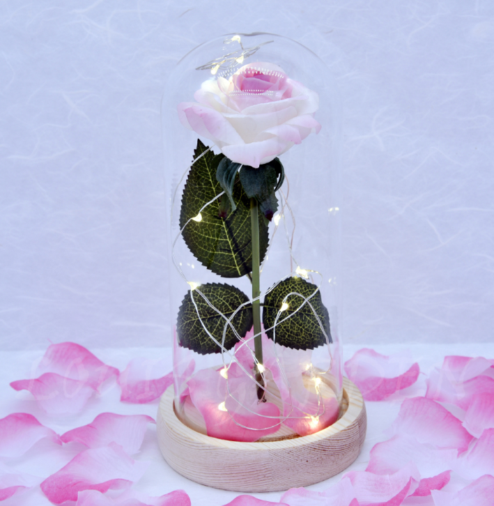 Enchanted Forever Rose Flower en luz LED de vidrio 