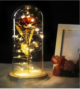 Enchanted Forever Rose Flower en luz LED de vidrio 