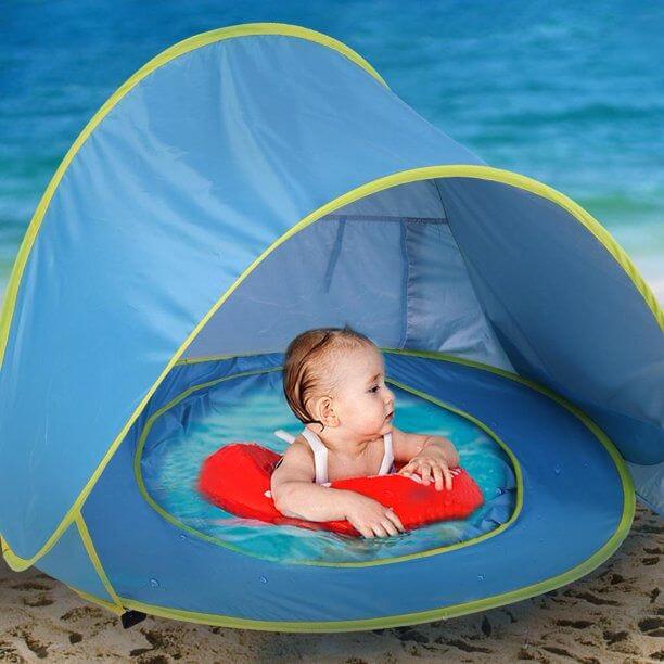 Carpa de playa para bebés, para niños, para acampar al aire libre, fácil de plegar, impermeable, toldo para el sol, carpa con protección UV 