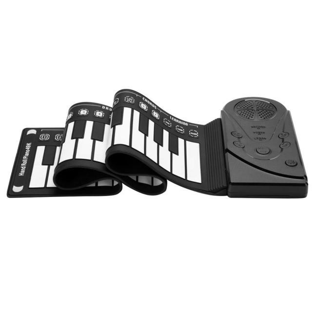 Piano enrollable de 49 teclas Teclado electrónico portátil mejorado Piano enrollable a mano Piano de plástico y silicona para niños Adultos Flexible y plegable