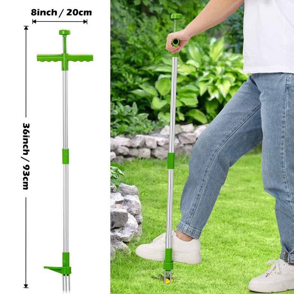 Weed Puller, Stand Up Weeder Hand Tool, Long Handle Garden Weeding Tool with 3 Claws