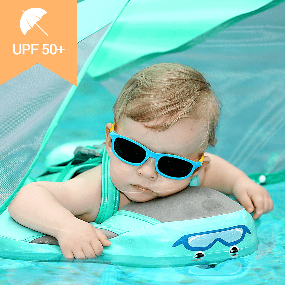 Baby Non-Inflatable Airless Float Ring With UPF50+ Canopy (2023 Deluxe Edition Swim-Trainer)