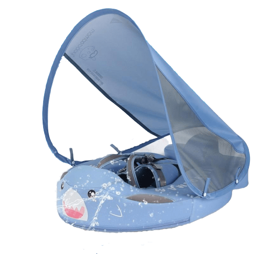 Baby Non-Inflatable Airless Float Ring With UPF50+ Canopy (2023 Deluxe Edition Swim-Trainer)